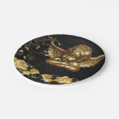 Weihnachtsbuch-Teller, Frohe Weihnachts-Gold-Engel Pappteller (Schrägansicht)