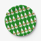 Weihnachtsbuch-Teller, Frohe Weihnachts-GrüneBäume Pappteller (Vorderseite)