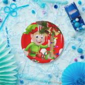 Weihnachtsbuch-Teller, Frohe Weihnachtself Pappteller (Party)