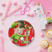 Weihnachtsbuch-Teller, Frohe Weihnachtself Pappteller (Party)