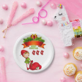 Weihnachtsbuch-Teller, Frohe Weihnachtself Pappteller (Party)