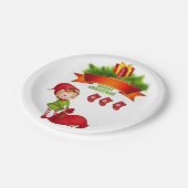 Weihnachtsbuch-Teller, Frohe Weihnachtself Pappteller (Schrägansicht)