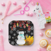 Weihnachtsbuch-Teller, Frohe Weihnachtsschneemann Pappteller (Party)