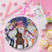 Weihnachtsbuch-Teller Happy Gnomes Music Band Pappteller (Party)