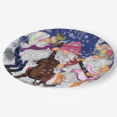 Weihnachtsbuch-Teller Happy Gnomes Music Band Pappteller (Schrägansicht)