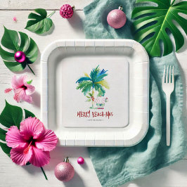 Weihnachtsbuch-Teller Niedlich Tropical Beach Pappteller