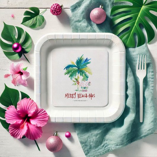 Weihnachtsbuch-Teller Niedlich Tropical Beach Pappteller