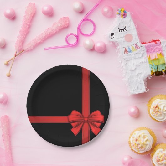 Weihnachtsbuch-Teller, Red Bow Pappteller (Party)