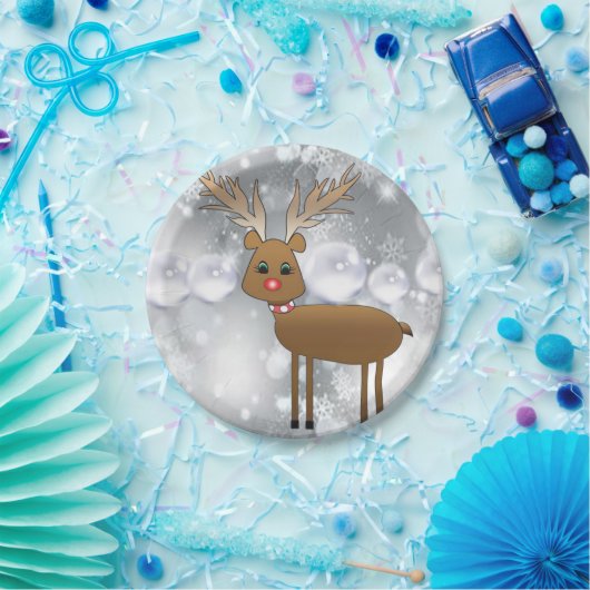 Weihnachtsbuch-Teller, Reindeer Pappteller (Party)
