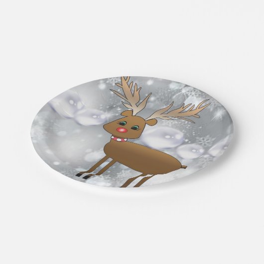 Weihnachtsbuch-Teller, Reindeer Pappteller (Schrägansicht)