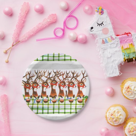 Weihnachtsbuch-Teller, Reindeer Pappteller (Party)
