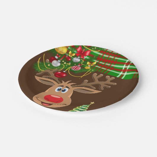Weihnachtsbuch-Teller, Reindeer Pappteller (Schrägansicht)