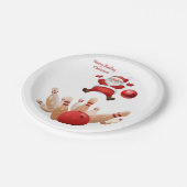 Weihnachtsbuch-Teller, Santa Bowling Pappteller (Schrägansicht)