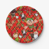 Weihnachtsbuch-Teller, Santa, Elf Pappteller (Vorderseite)