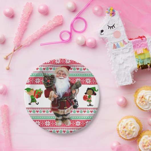 Weihnachtsbuch-Teller, Santa, Elf Pappteller (Party)