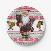 Weihnachtsbuch-Teller, Santa, Elf Pappteller (Vorderseite)