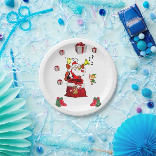 Weihnachtsbuch-Teller, Santa, Elf Pappteller (Party)