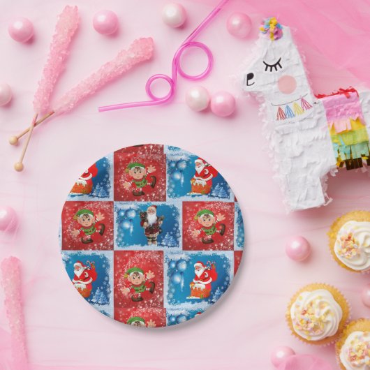 Weihnachtsbuch-Teller, Santa, Elf Pappteller (Party)
