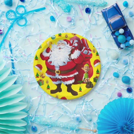 Weihnachtsbuch-Teller, Santa, Elf Pappteller (Party)