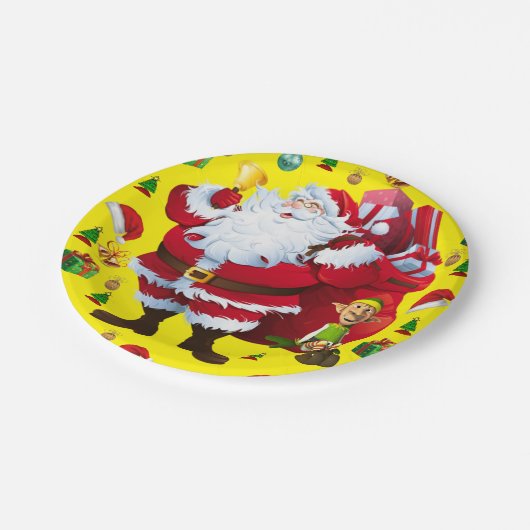 Weihnachtsbuch-Teller, Santa, Elf Pappteller (Schrägansicht)