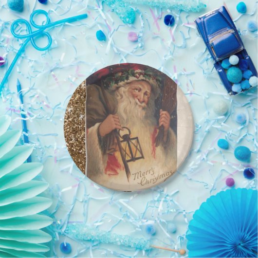 Weihnachtsbuch-Teller, Santa Vintag Pappteller (Party)