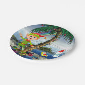 Weihnachtsbuch-Teller, Schneemann Pappteller (Schrägansicht)