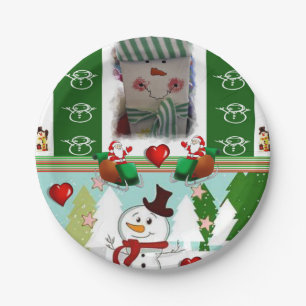 Weihnachtsbuch-Teller, Schneemann Pappteller