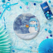 Weihnachtsbuch-Teller, Schneemann Pappteller (Party)