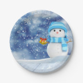 Weihnachtsbuch-Teller, Schneemann Pappteller (Vorderseite)