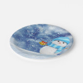 Weihnachtsbuch-Teller, Schneemann Pappteller (Schrägansicht)