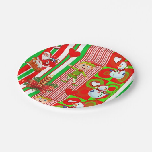 Weihnachtsbuch-Teller, Schneemann Pappteller (Schrägansicht)