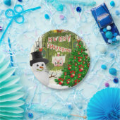 Weihnachtsbuch-Teller, Schneemann Pappteller (Party)