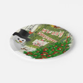 Weihnachtsbuch-Teller, Schneemann Pappteller (Schrägansicht)