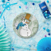 Weihnachtsbuch-Teller, Schneemann Pappteller (Party)