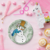 Weihnachtsbuch-Teller, Schneemann Pappteller (Party)