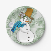 Weihnachtsbuch-Teller, Schneemann Pappteller (Vorderseite)