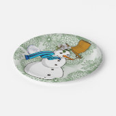 Weihnachtsbuch-Teller, Schneemann Pappteller (Schrägansicht)