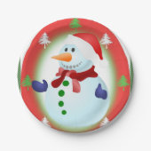 Weihnachtsbuch-Teller, Schneemann Pappteller (Vorderseite)