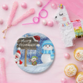 Weihnachtsbuch-Teller, Schneemann Pappteller (Party)