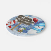 Weihnachtsbuch-Teller, Schneemann Pappteller (Schrägansicht)