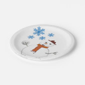 Weihnachtsbuch-Teller, Schneemann Pappteller (Schrägansicht)