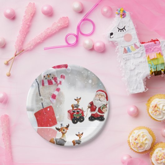 Weihnachtsbuch-Teller, Schneemann Pappteller (Party)