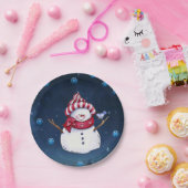 Weihnachtsbuch-Teller, Schneemann Pappteller (Party)