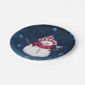 Weihnachtsbuch-Teller, Schneemann Pappteller (Schrägansicht)