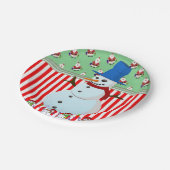 Weihnachtsbuch-Teller, Schneemann Pappteller (Schrägansicht)