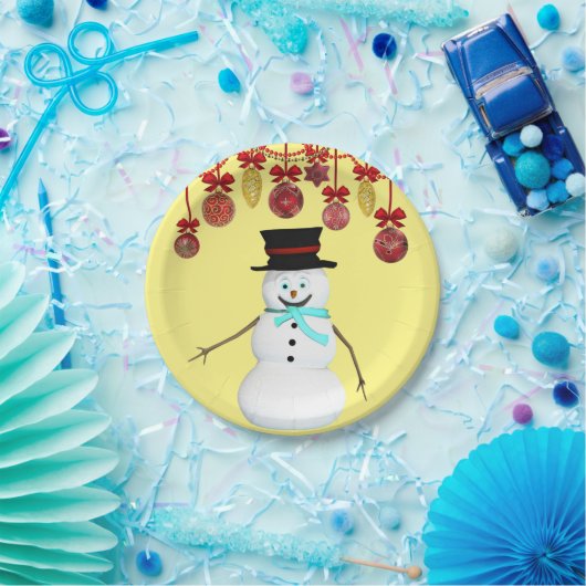 Weihnachtsbuch-Teller, Schneemann Pappteller (Party)