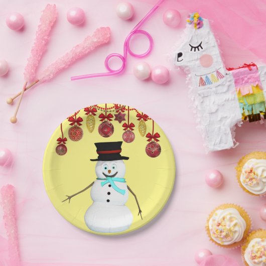 Weihnachtsbuch-Teller, Schneemann Pappteller (Party)