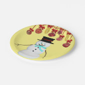 Weihnachtsbuch-Teller, Schneemann Pappteller (Schrägansicht)