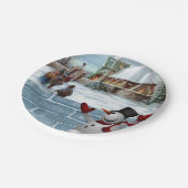 Weihnachtsbuch-Teller, Schneemann Pappteller (Schrägansicht)