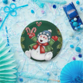 Weihnachtsbuch-Teller, Schneemann Pappteller (Party)